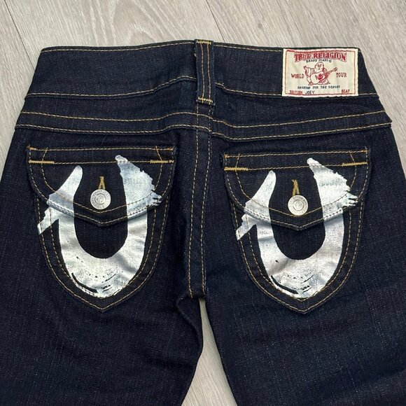 True Religion Joey Twisted Seam Flared Women's Low Rise Denim Jeans - Size 26x34 - Picture 4 of 10